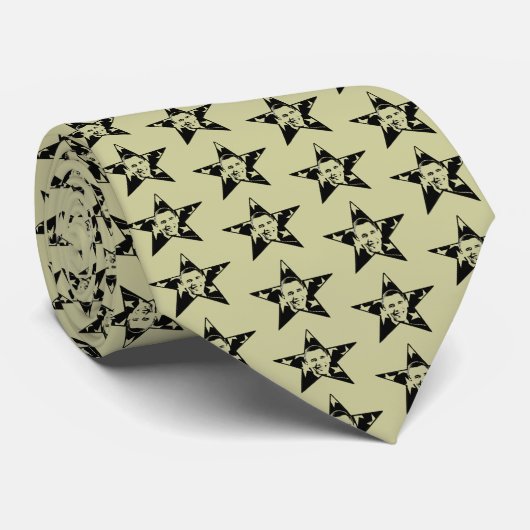 Cravate Obama Sage Vert & Noir avec Motif étoilé (Roulé)