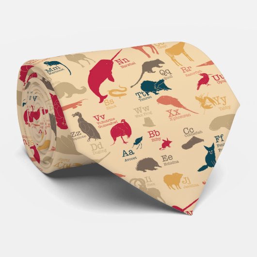 Cravate obscure d'alphabet d'animaux (Roulé)