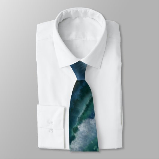 Cravate Océan moderne bleu vert Agate Pierre Hommes (Attaché)