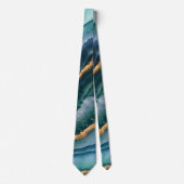 Cravate Océan moderne bleu vert Agate Pierre Hommes (Devant)
