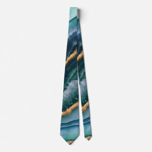 Cravate Océan moderne bleu vert Agate Pierre Hommes (Devant)