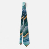Cravate Océan moderne bleu vert Agate Pierre Hommes (Dos)