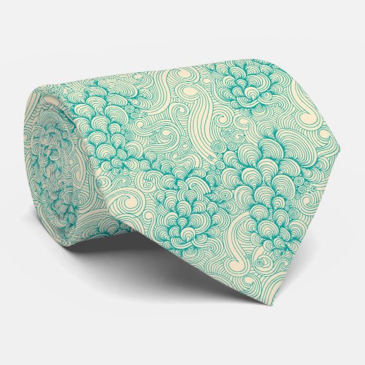 Cravate Ocean Shells Sea Waves Abstrait Vintage Motif (Roulé)