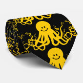 Cravate Octopus / Kraken Jaune (Roulé)