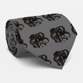 Cravate Octopus noir sur l'Ancre (Roulé)