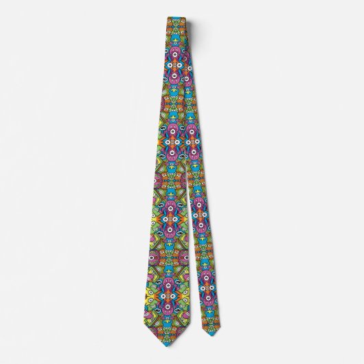 Cravate Odd smiling critters in a whimsical pattern design (Devant)