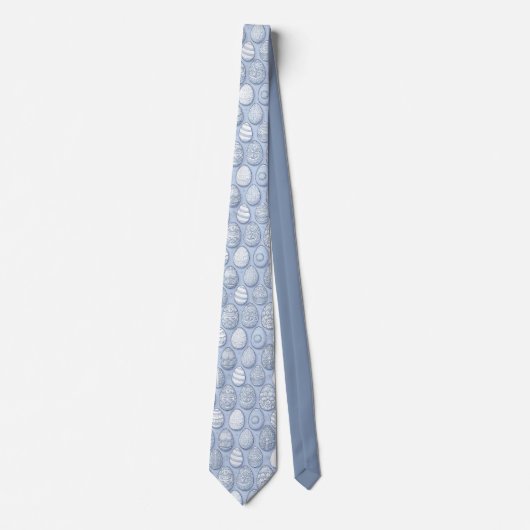 Cravate Oeufs de Pâques décorés Motif bleu ID1096 (Devant)