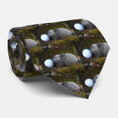 Cravate Oeufs de Pâques, Lapin, Bal de golf blanc (Roulé)