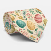 Cravate Œufs de Pâques vintage avec bourgeons floraux (Roulé)
