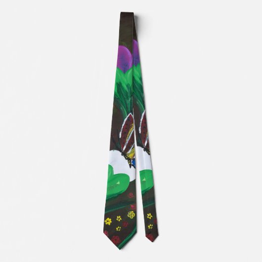 Cravate Œuvre d'art faite main - Papillon Bolssom (Devant)