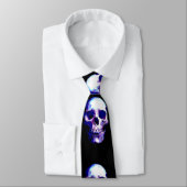 Cravate Oeuvres d'art bleu et noir crâne (Attaché)