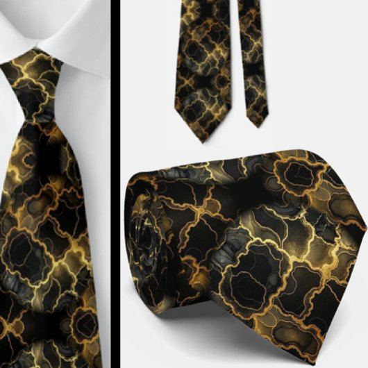 Cravate officielle | Marbre noir et or