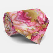 Cravate officielle | Rose marbré et or (Roulé)