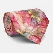 Cravate officielle | Rose marbré et or (Roulé)