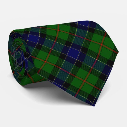 Cravate Ogilvie tartan bleu vert plaid (Roulé)