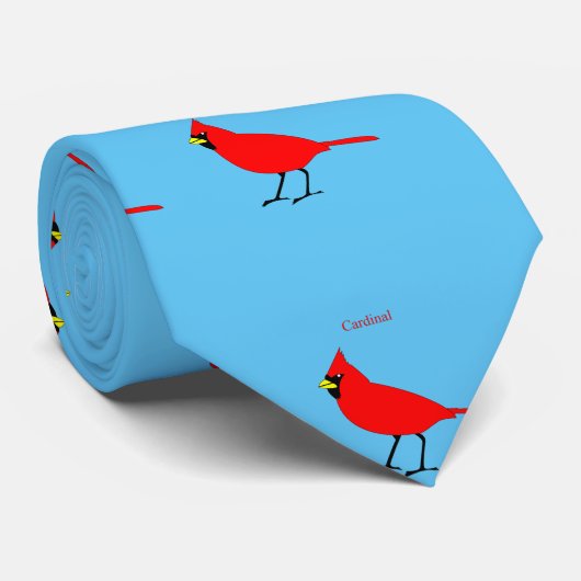 Cravate Oiseau cardinal rouge Thunder_Cove (Roulé)