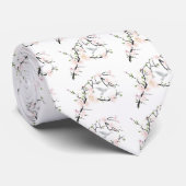 Cravate Oiseau rose en fleurs (Roulé)
