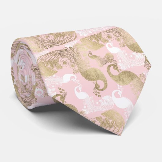 Cravate Oiseau royal rose (Roulé)