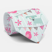 Cravate Oiseaux, Chiens, Bannières, Fleurs (Roulé)