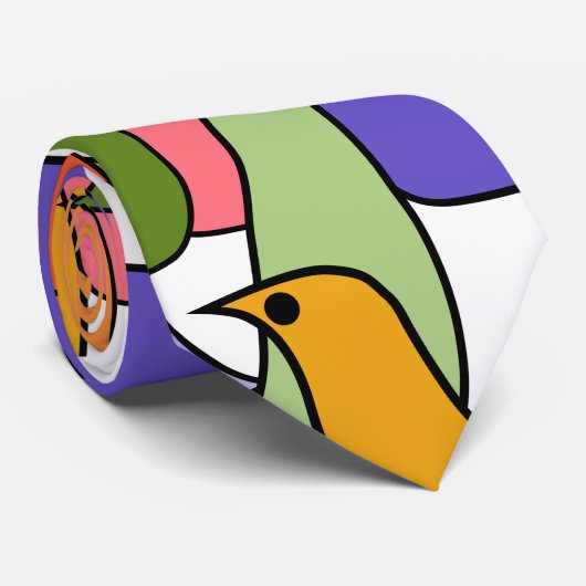 Cravate Oiseaux colorés (Roulé)