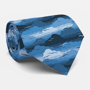 Cravate Oiseaux dans le Motif ciel bleu nuageux