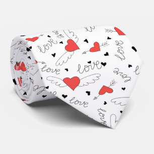 Cravate Oiseaux de l'amour de la Saint-Valentin motif cœur