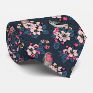 Cravate Oiseaux et fleurs