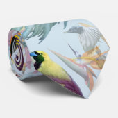 Cravate Oiseaux exotiques du Paradis et fleurs Aquarelle (Roulé)