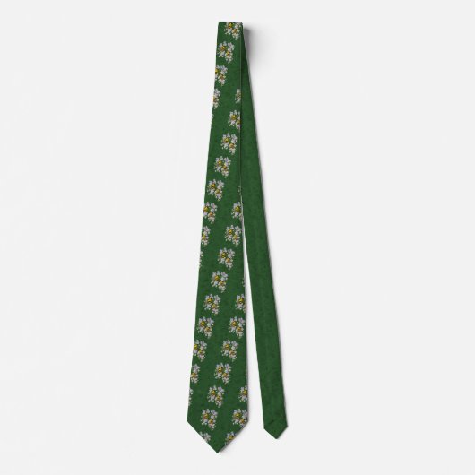 Cravate Oiseaux Goldfinch & fleurs de pomme vert (Devant)