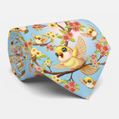 Cravate Oiseaux mignons et heureux parmi les fleurs du pri (Roulé)