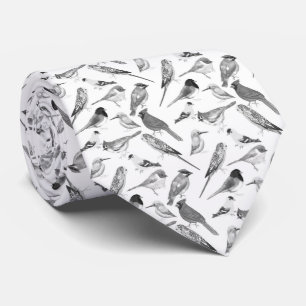 Cravate Oiseaux noirs et blancs