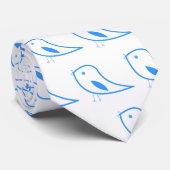 Cravate oiseaux rétro en blanc (Roulé)