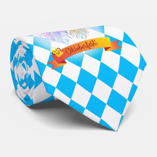 Cravate OKTOBERFEST beer festival decoration Blue pattern (Roulé)