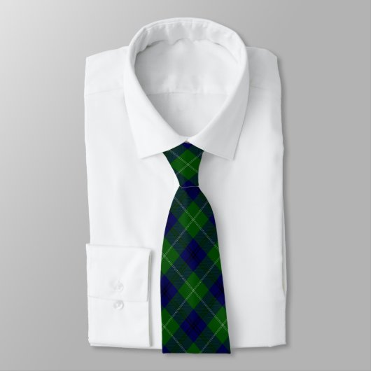 Cravate Oliphant tartan bleu vert plaid (Attaché)