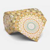 Cravate Olive and Amber Modern Mandala Design (Roulé)