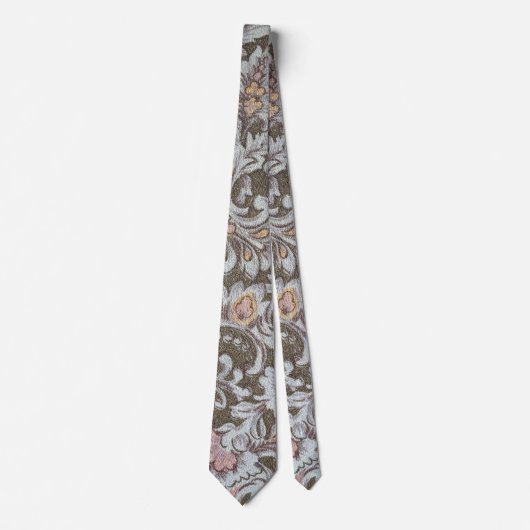 Cravate Olive Floral Design en rose pastel et jaune (Devant)