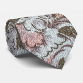 Cravate Olive Floral Design en rose pastel et jaune (Roulé)