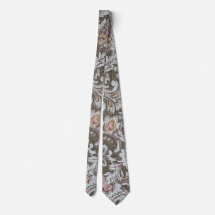 Cravate Olive Floral Design en rose pastel et jaune