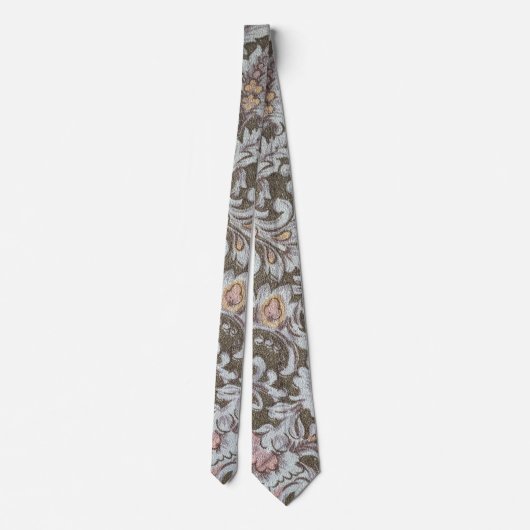 Cravate Olive Floral Design en rose pastel et jaune (Dos)