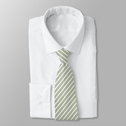 Cravate Olive green and white five stripe pattern (Attaché)