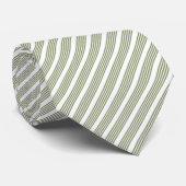 Cravate Olive green and white five stripe pattern (Roulé)