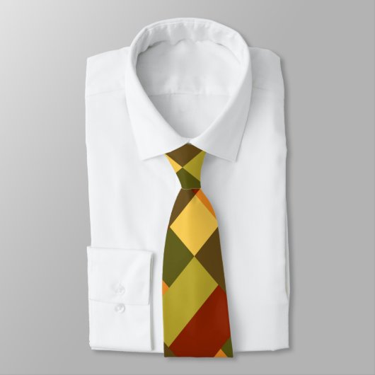 Cravate Olive Green Rouge orange Blocage couleur jaune (Attaché)
