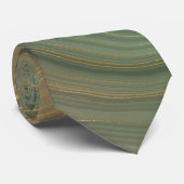 Cravate Olive Strata | Agate d'encre verte et dorée (Roulé)