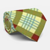 Cravate "Olive Wine Plaid Check" bleu et blanc (Roulé)