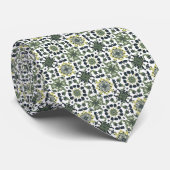 Cravate Olivier, Chartreuse, Noir & Blanc Motif marocain (Roulé)