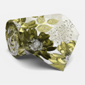 Cravate Olivier, fleurs de marais sur un gris clair (Roulé)