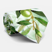 Cravate Oliviers dessinés à la main Motif de fruits d'été  (Roulé)