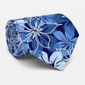 Cravate Olowalu Hibiscus Hawaiian Camo - Navy Blue (Roulé)