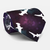 Cravate Ombre blanche de requin sur la galaxie noire Espac (Roulé)