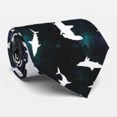 Cravate Ombre blanche de requin sur la galaxie noire Espac (Roulé)